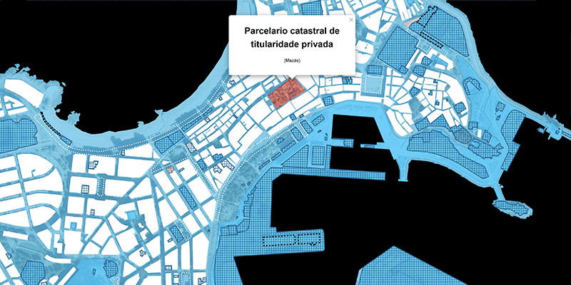 Mapa dos espazos patrimoniais da Coruña