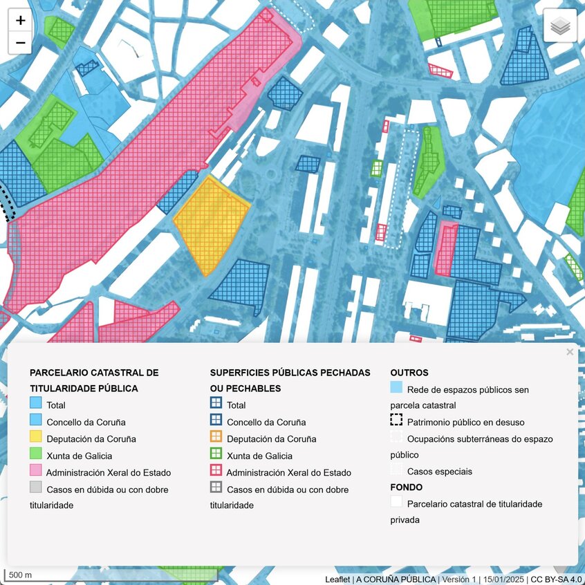 Imaxe que amosa a lenda da información amosada no mapa do proxecto