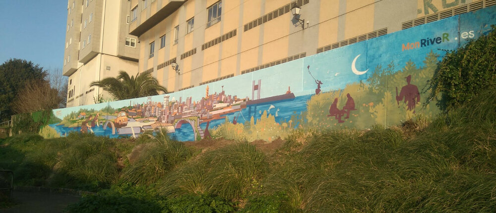 Image Creation of the mural "Cultural river restoration of the Monelos River"