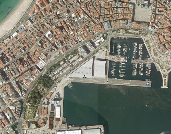 Ortofoto de A Marina y puerto deportivo en A Coruña 